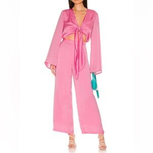 SNDYS pink tie front jumpsuit.  Size XS. Brand new with tags.